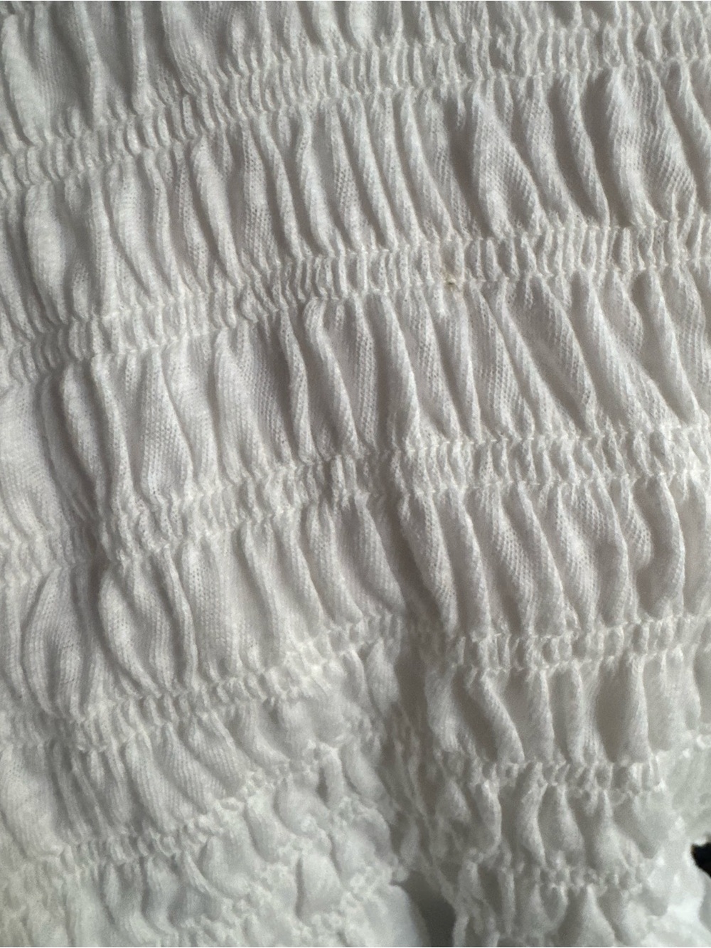 Free People White Smocked Short Sleeve Ruffle Hem Top - Picture 3 of 3